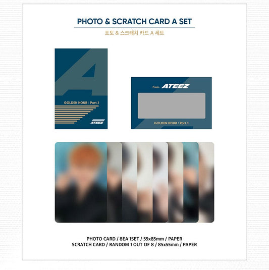 ATEEZ - GOLDEN HOUR : Part.1 Official Merchandise - Photo & Scratch Card Set