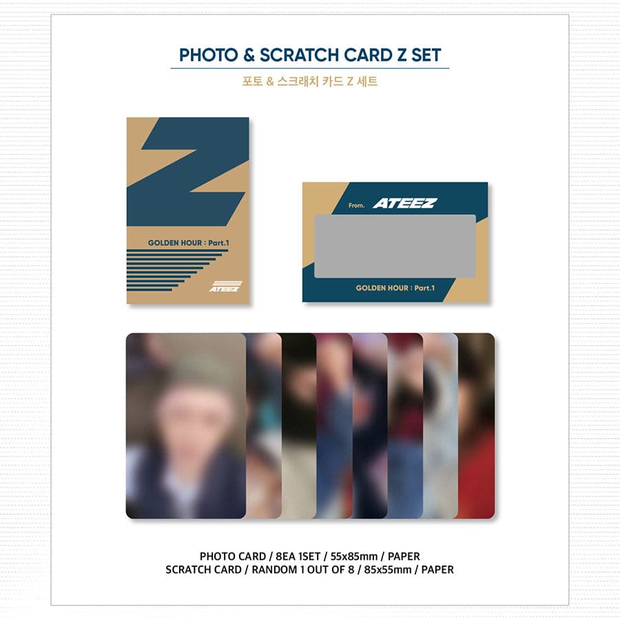 ATEEZ - GOLDEN HOUR : Part.1 Official Merchandise - Photo & Scratch Card Set